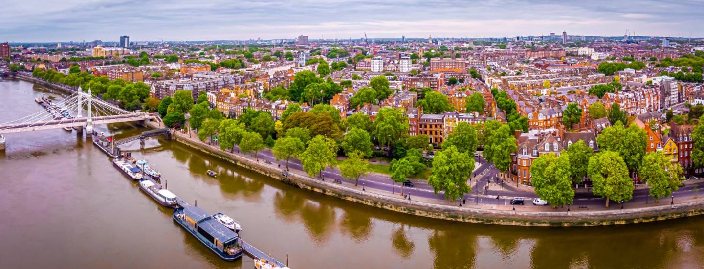 central london albert bridge aerial view