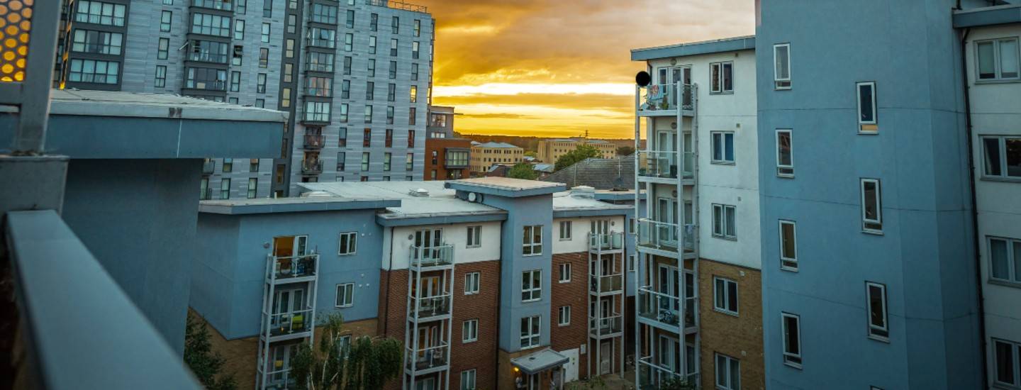 slough housing buildings sunset
